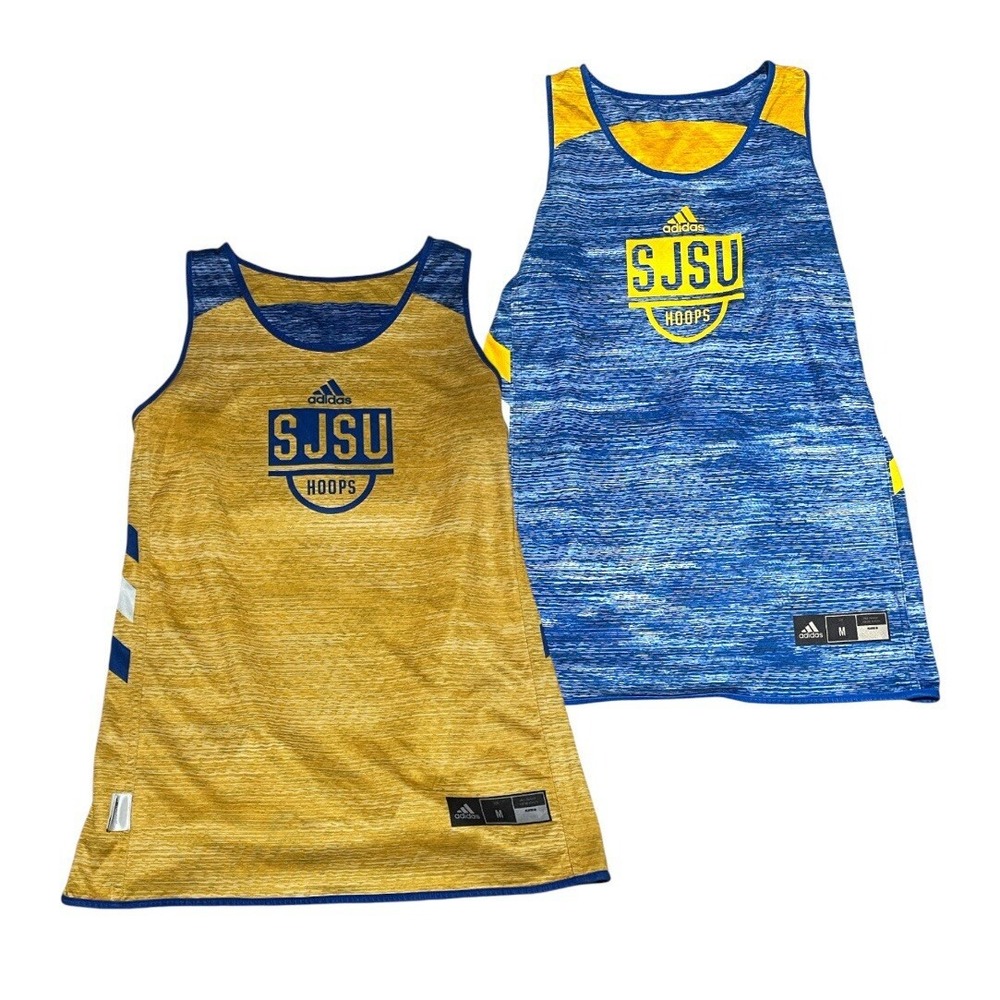 Used Adidas San Jose State SJSU "HOOPS" Reversable‎ Basketball Jersey Medium # 5